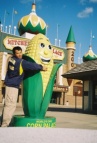 hugging the ear of corn; behind me is the "only corn palace in the world", which is in Mitchell, SD; I wonder if Nebraska's pissed since THEY are the Cornhusker State 