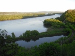 unreal view of the Mississippi River from an outlook at Effigy Mounds National Monument in Iowa 